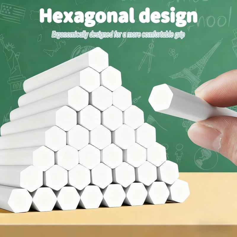 JUN-ELECTRON Washable Sidewalk Chalks Set, Non-Toxic Chalk Paint Bulk for Kids, Oversized Colored Chalk for Painting on Chalkboard, Chalk Pavement and Outdoor Art Play (White-48pcs) - Image 5